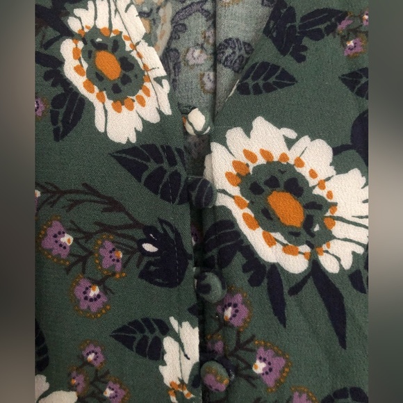 Free People Floral Green Tunic Dress With Bell Sleeves Size Small - Picture 6 of 6